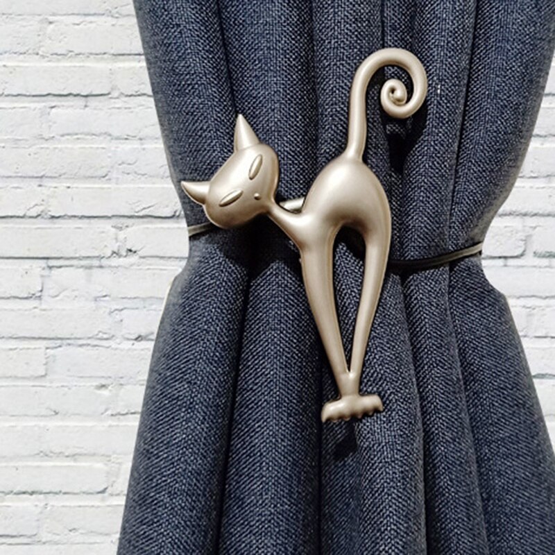 Cortina fuerte en forma de gato, bandas de sujeción para cortinas, varillas, accesorios, anillo