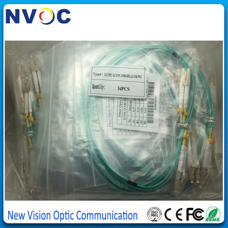 10 pz/lotto, 1M LC UPC LC UPC OM4 50/125 Dual Core MM 2.0 millimetri, rivestimento di PVC, LC/UPC-LC/UPC Duplex Fibra Ottica Patch Cord Cavo di Ponticello