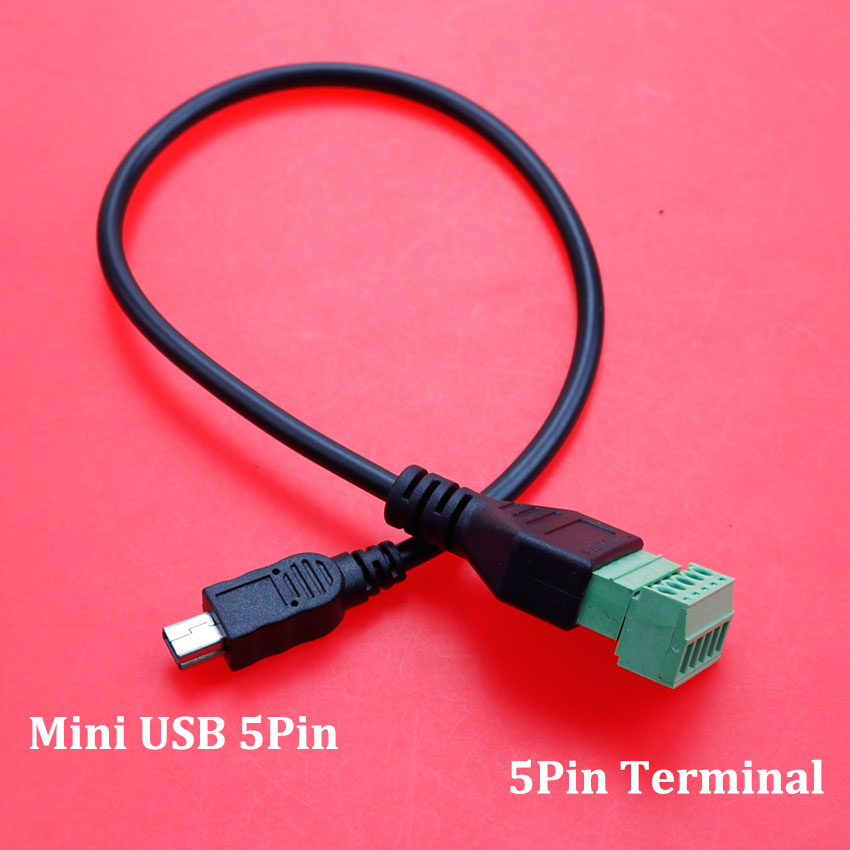 3.5mm Mono Stereo Micro Mini USB 2.0 Type-C Male to 5 Pin Female Bolt Screw Connector with Shield Terminal Plug Adapter Cable: Silver