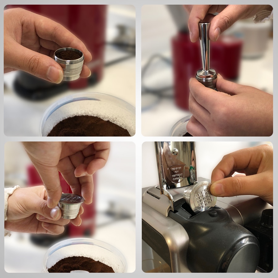 Nespresso rostfritt stål påfyllningsbar kaffekapsel kaffemanipulering återanvändbar kaffepod företagsfödelsedagskaffe