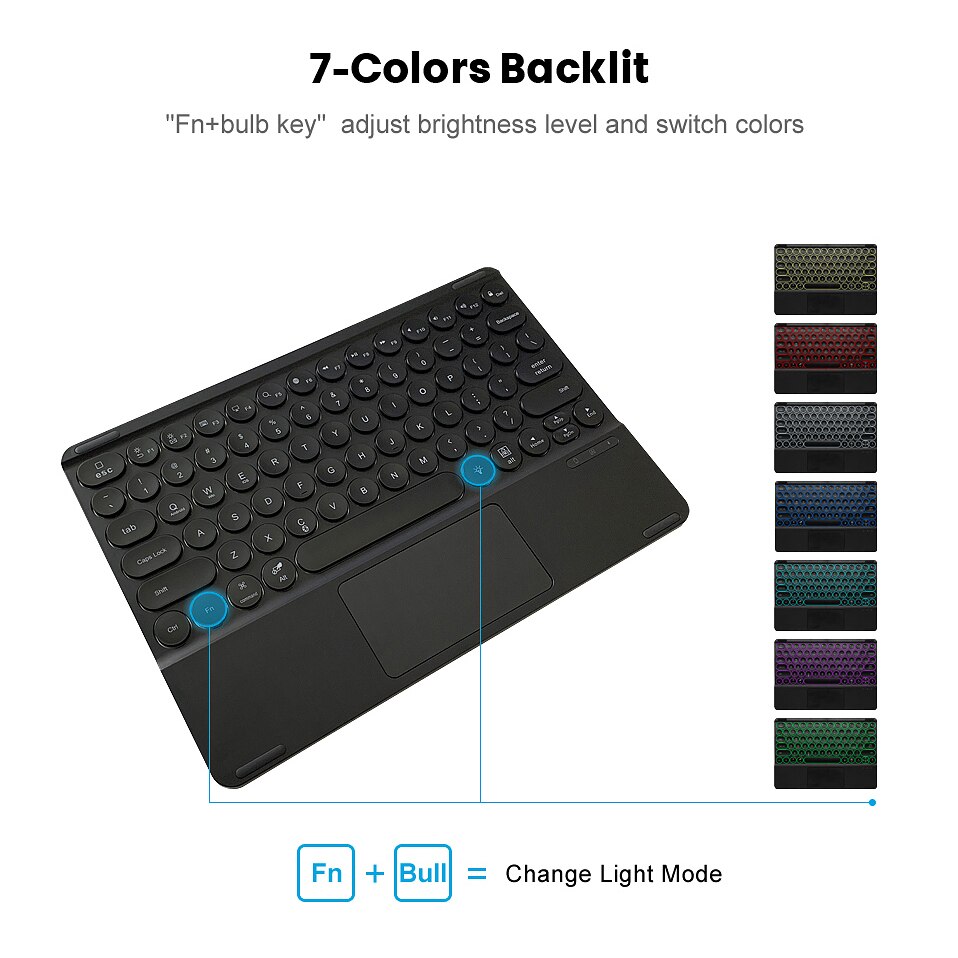 AVATTO 12.9 inch Ultra-thin LED Backlit Bluetooth Tablet Keyboard with Touchpad Backlight for Newest iOS, Android,Windows Tablet