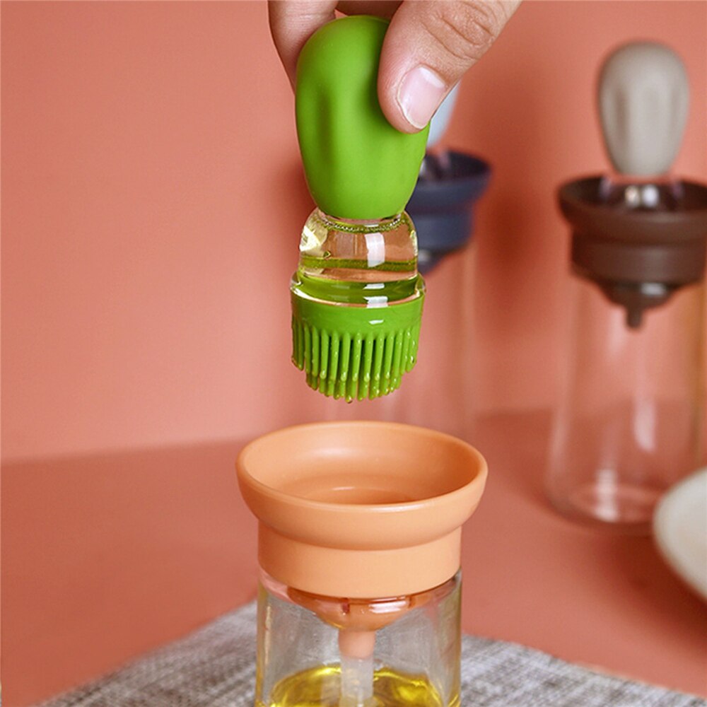 Glass Olive Oil Bottle Measuring Dispenser Bottle Kitchen Cooking Baking Barbecue Baking Vinegar Silicone Pastry Dropper Brush