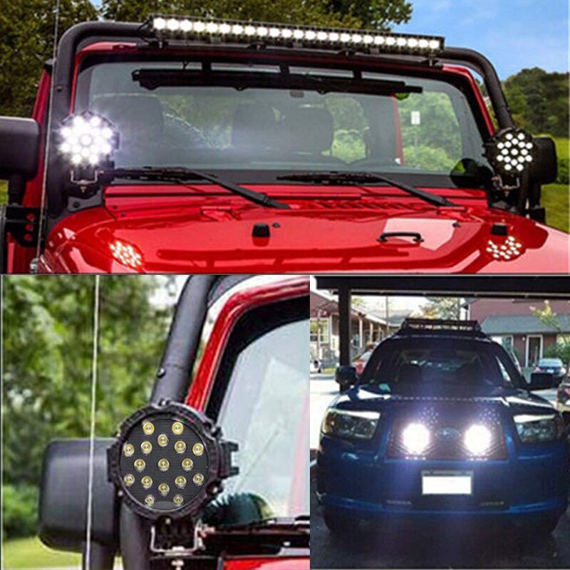 JEEP 51W LED Work Light Working SPOT/FLOOD Driving Light BAR for OFF Road UTE 12V 24V 4x4 4WD Boat SUV TRUCK Spoot / Flood LED