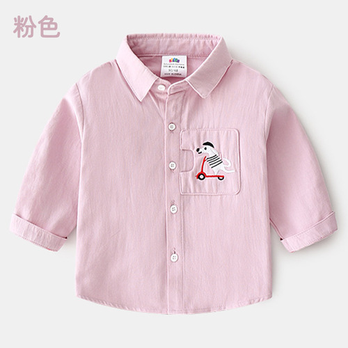 Bebê camisa de manga longa 2020 outono novos meninos crianças camisa de lapela tx-a637: Rosa / 90cm