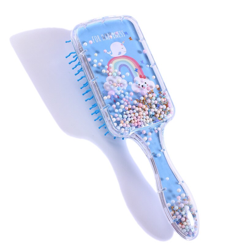 Brosse à cheveux licorne arc-en-ciel, masseur de tête Portable pour enfants, peigne pour bébé, brosse de bain pour cheveux, soins pour bébé fille: D
