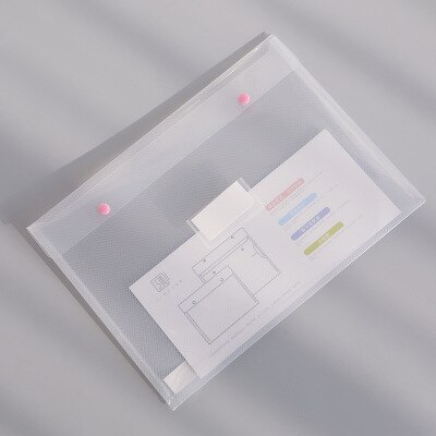 Envelope Folder PP Plastic Storage Pouch Holder Paper Document File Folder Organizer Bag with Snap Button Closure: pink