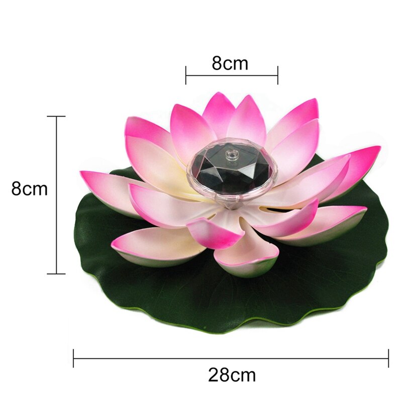 Solar Powered LotusFlower Floating LED Lights Garden Pool Landscape Decors
