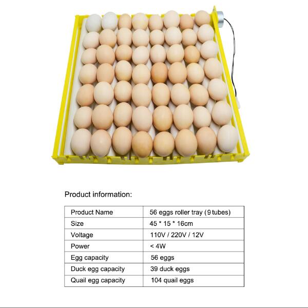 360 Degree Automatic Rotating Eggs Incubator Roller Tray Duck Quail Bird Poultry Egg Hatching Farm Hatching Tool: 56 eggs  (9 tubes)