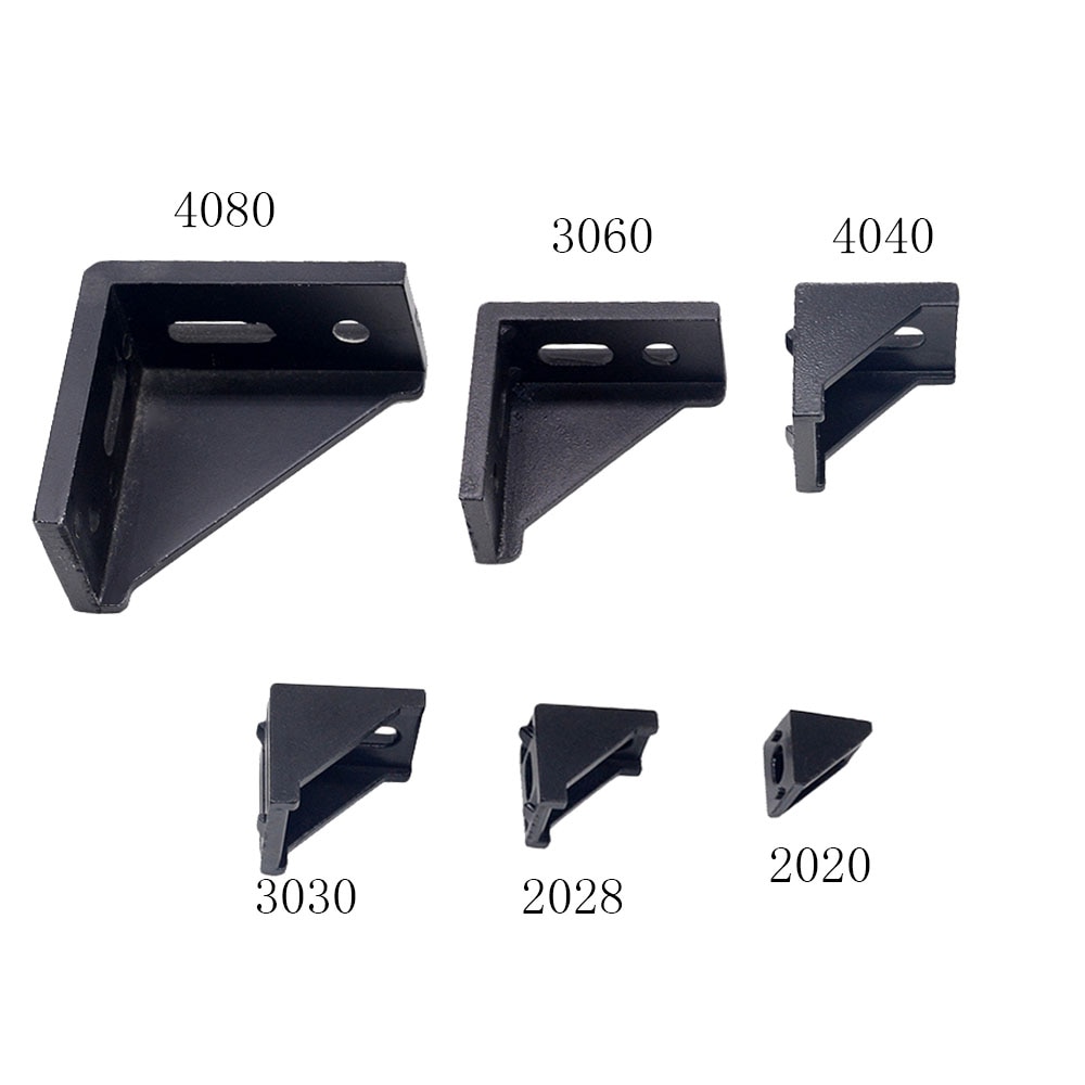 5pcs/10pcs 3030 Corner Bracket Fitting Black Angle Aluminum Connector 3060 4040 4080 for Industrial Aluminum Profile