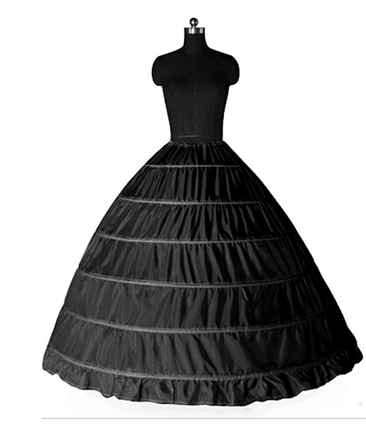 Enaguas blancas baratas de 6 aros para vestido de novia, accesorios de boda baratos: Negro