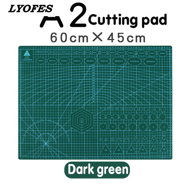 60 * 45cm A2 Cutting Board Grid Line Self-healing Cutting Board Craft Card Multi-color Double-sided Desktop Cutting Pad: dark green