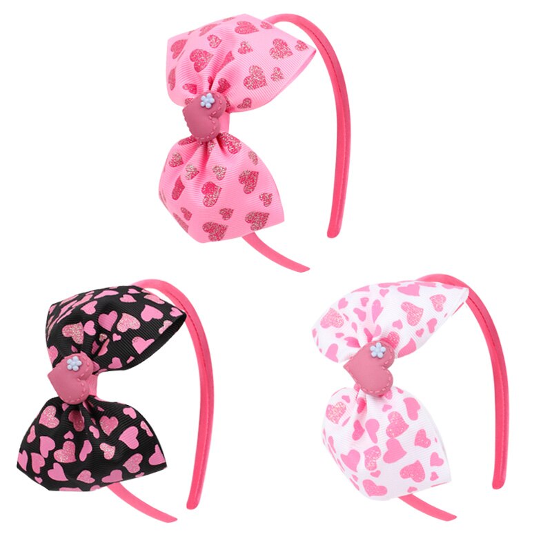 Kids Red Heart Print Hairband Children Party Hair Bands Girls Headband Decorations Ties for Valentines Day Hair Accessories