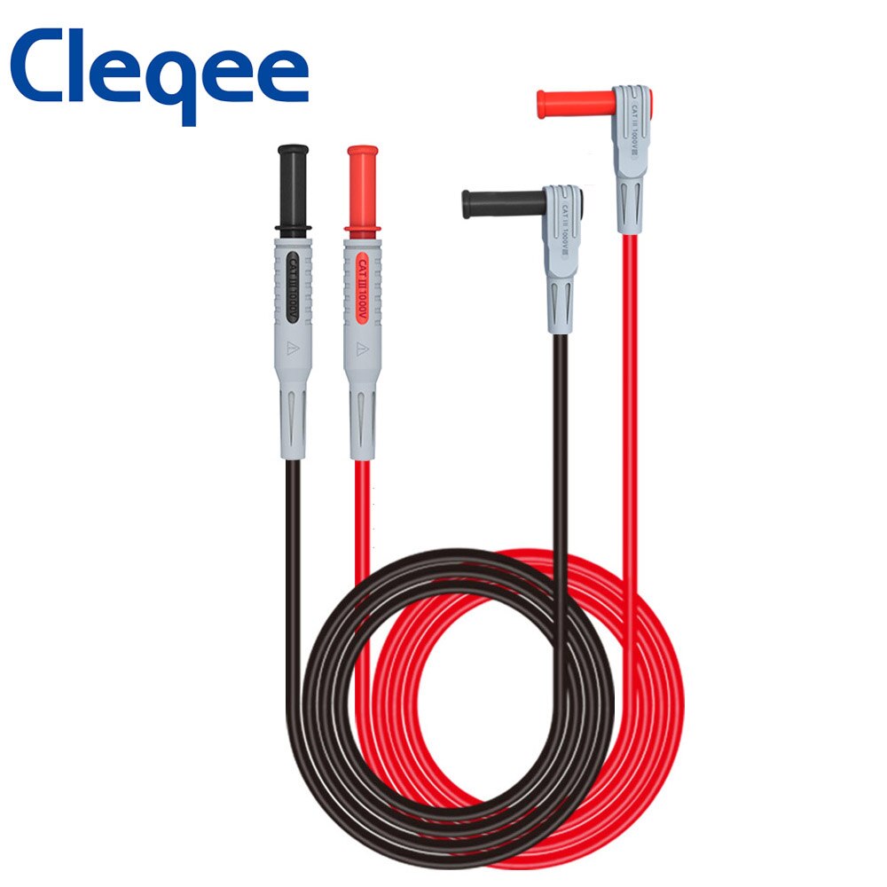 Cleqee P1033 4Mm Banana Plug Test Leads Spuitgiet Test Lijn Rechte Gebogen Kabel Voor Multimeter Testen
