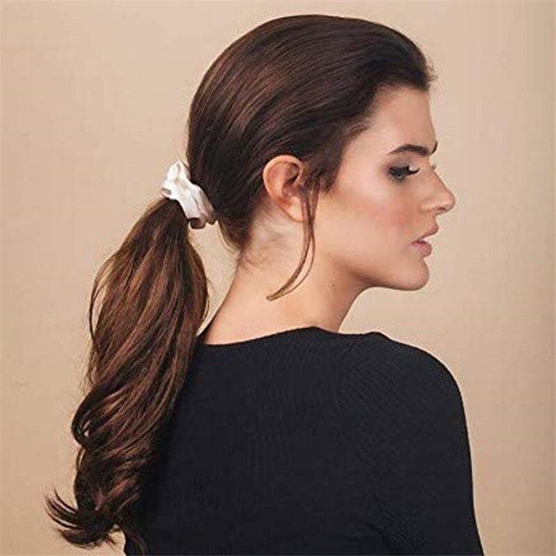 5 stk/sæt enkel elastisk hårring ensfarvet gummibånd silkestof hårreb til kvinder piger hårstylingværktøj