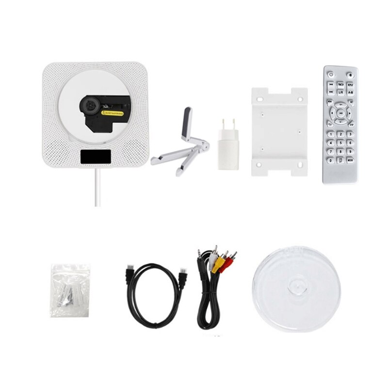 Reproductor de CD DVD, Altavoz Bluetooth, Radio FM montada en la pared con pantalla LED y altavoz HiFi integrado a distancia: US
