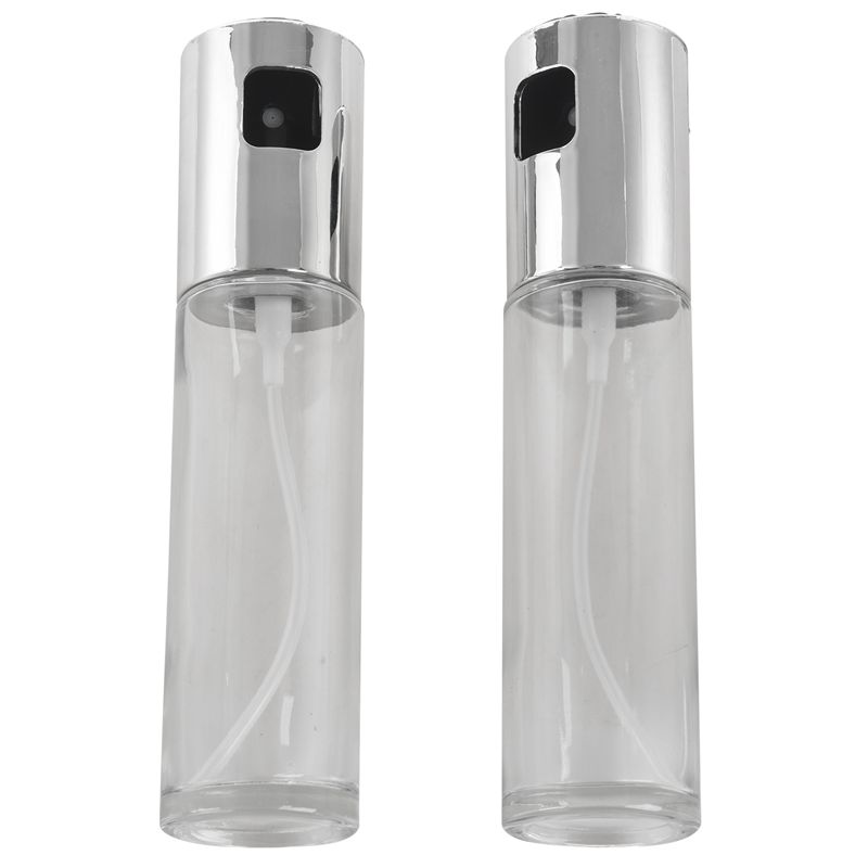 2PCS/Set Glass Oil Spray Bottle Pump Kitchen Olive Oil Sprayer Stainless Steel Oil Pot Bottle Oil Dispenser Gadget Cooking T: Default Title