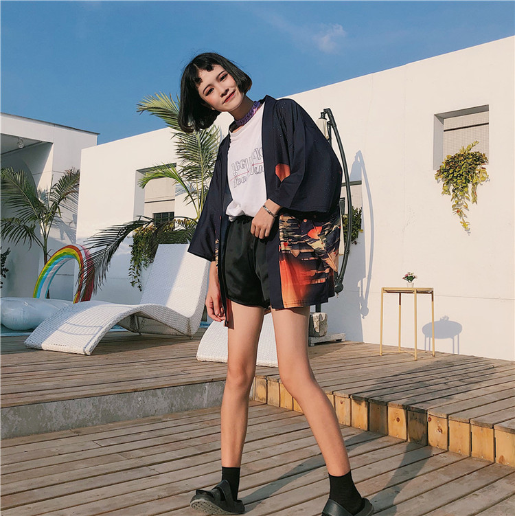 Chemises amples pour femmes, Cardigan Kimono – Grandado