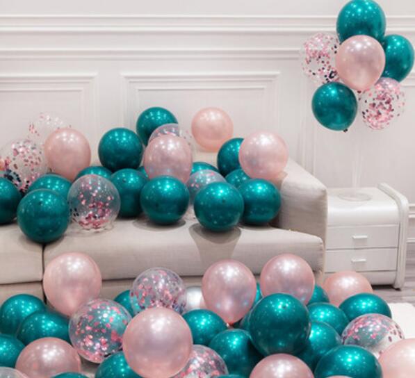 30 Pcs 15 Sets 10inch Double Layer Parel Teal Green Latex Ballon Turquoise Helium Premium Ballonnen Verjaardag Bruiloft decor: 08