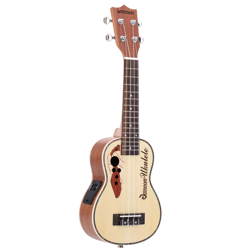 ammoon 21&quot; Ukulele Sapele Acoustic Ukulele 15 Fret 4 Strings Stringed Musical Instrument 19 Styles for Option: Style 7