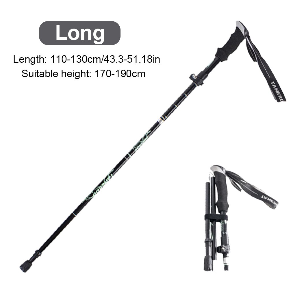Outdoor Walking Stick Hiking Trekking Poles Ultralight Nordic Walking Pole Telescopic Crutches Antishock EVA Handle Folding Cane: long black