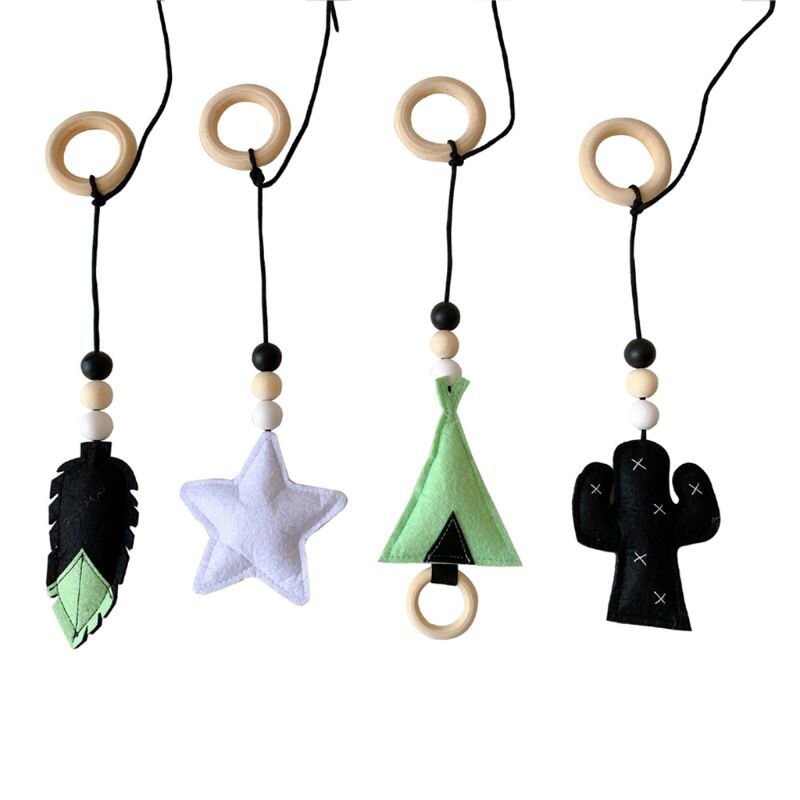 4Pcs Massief Houten Fitness Rack Hanger Baby Gym Speelgoed Opknoping Ornamenten Room Decor D7YD: 6