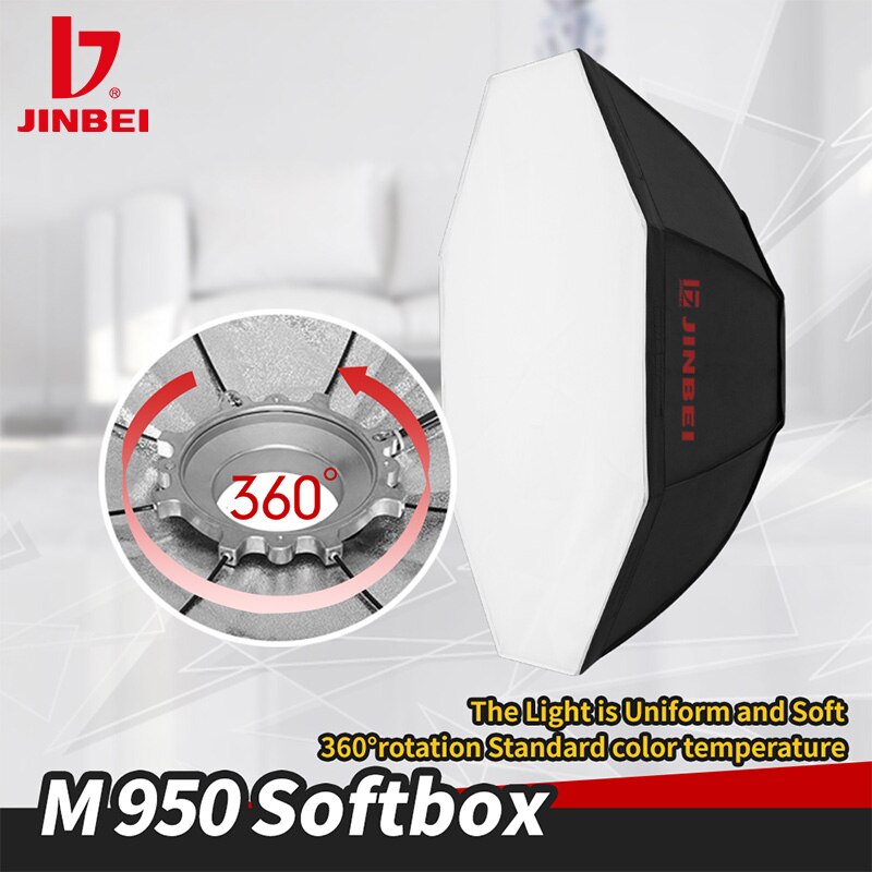 JINBEI M950 Achteckige Softbox mit Bowens montieren 95CM Studio Strobe Blitz-Kasten Reflektierende Beleuchtung Diffusor Fotografie Ausrügestochen