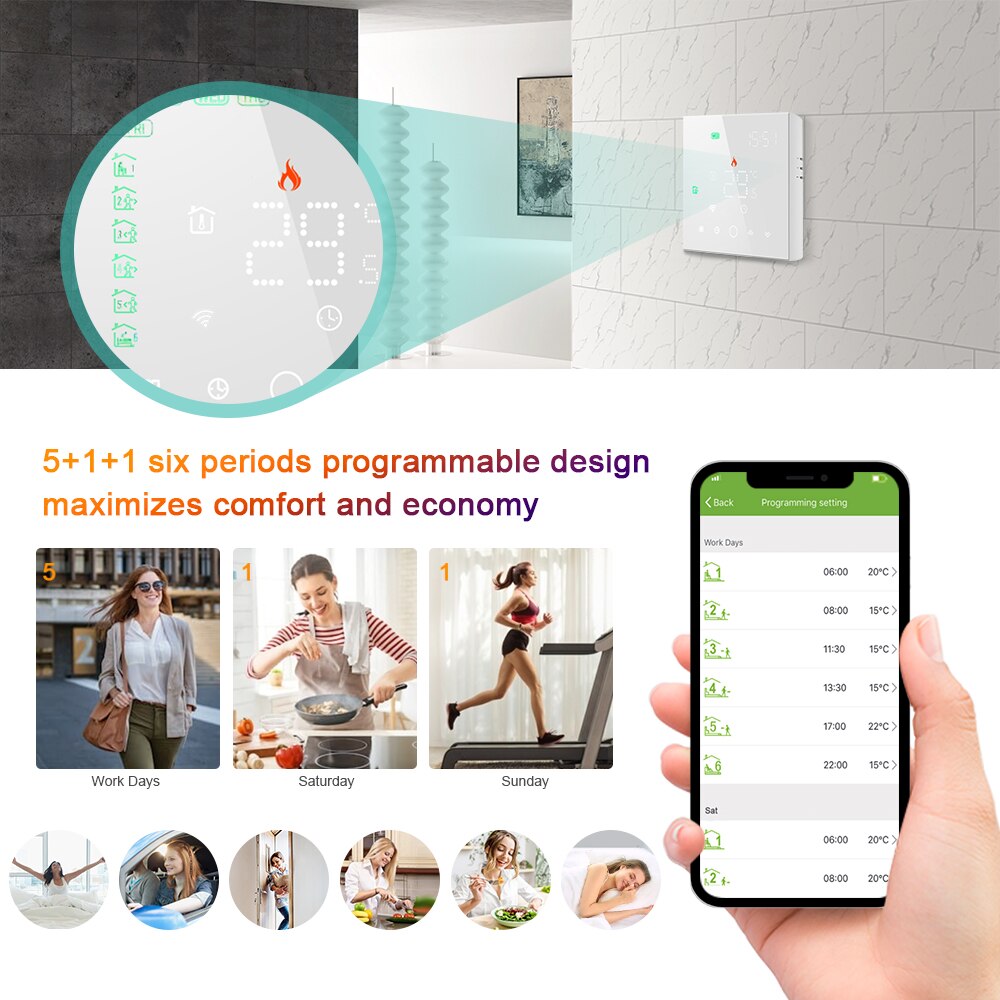 WiFi Thermostat Programmable Thermostat Voice APP Control Water Heating Temperature Controller For Echo Google Home Tmall Genie