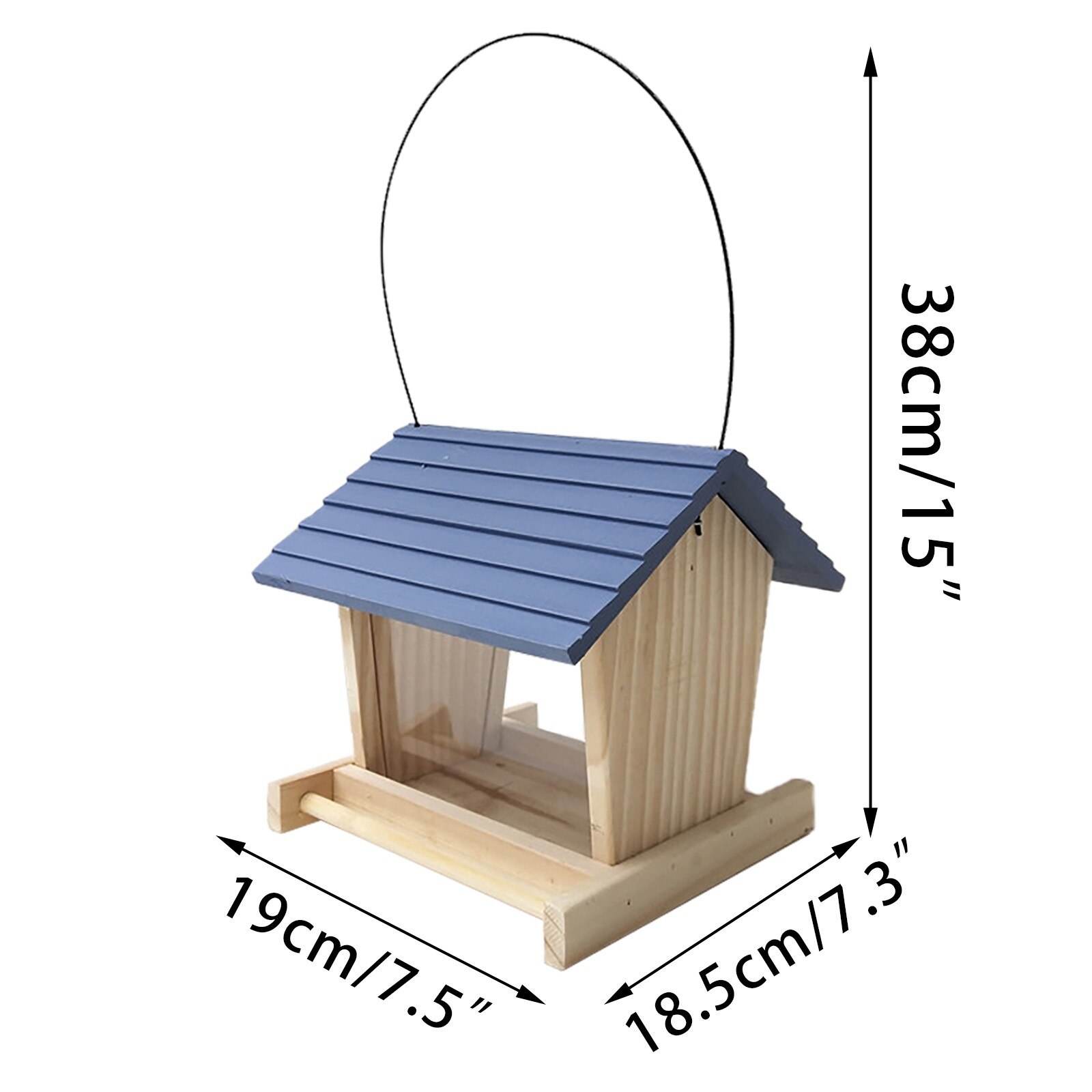 Wooden Bird Feeder Courtyard Villa Balcony Hanging Rainproof Bird Feeder
