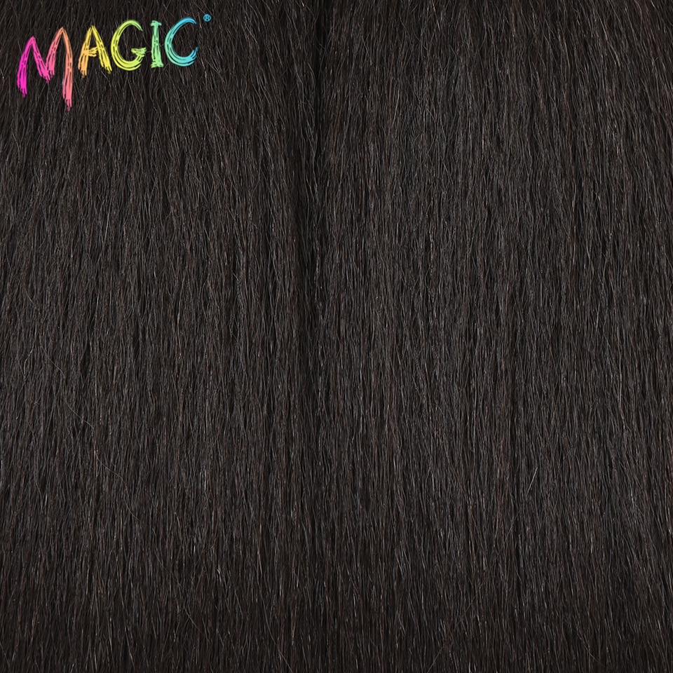 Yaki – Tissage synthétique droit magique, 2 pièces/lot de cheveux naturels, faisceaux de cheveux longs noirs, tissage de fibres haute température de 22 pouces