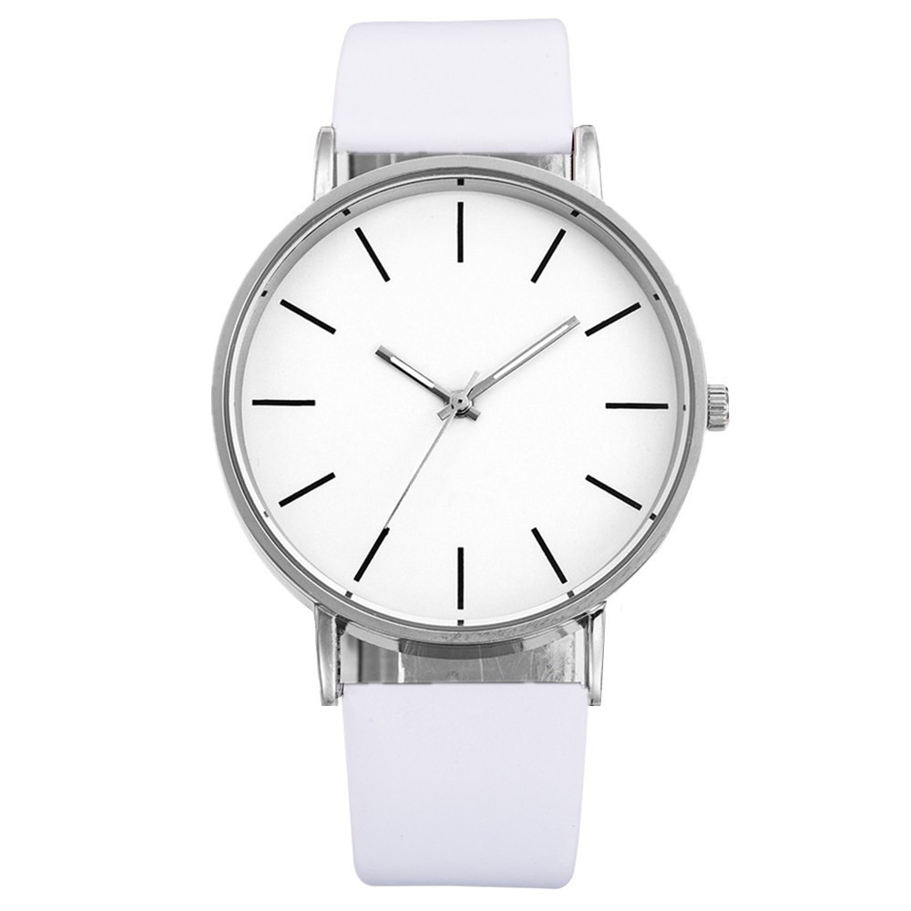 Luksusmærke herreure metal rund urskive analog quartz armbåndsur til mænd og kvinder læderrem afslappet enkelt herreur: Lyserød