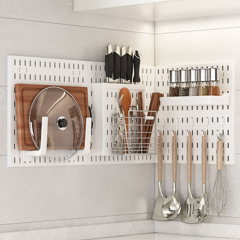 Ingen hulling pegboard veggorganisator panelhyller for gamerrom, bad, kjøkken oppbevaringsstativ organizer pegboard tilbehør