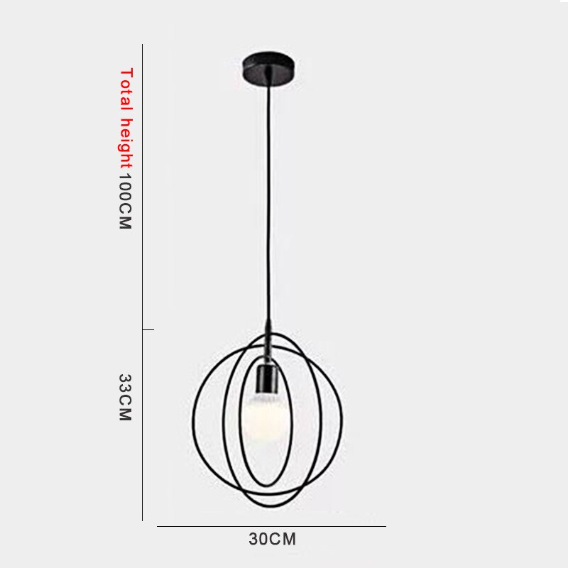 Led jern hengelamper gylne  e27 hengende lampe soverom stue dekorasjon pendel lamper innendørs belysning kjøkkenarmaturer: 3 sirkler svarte
