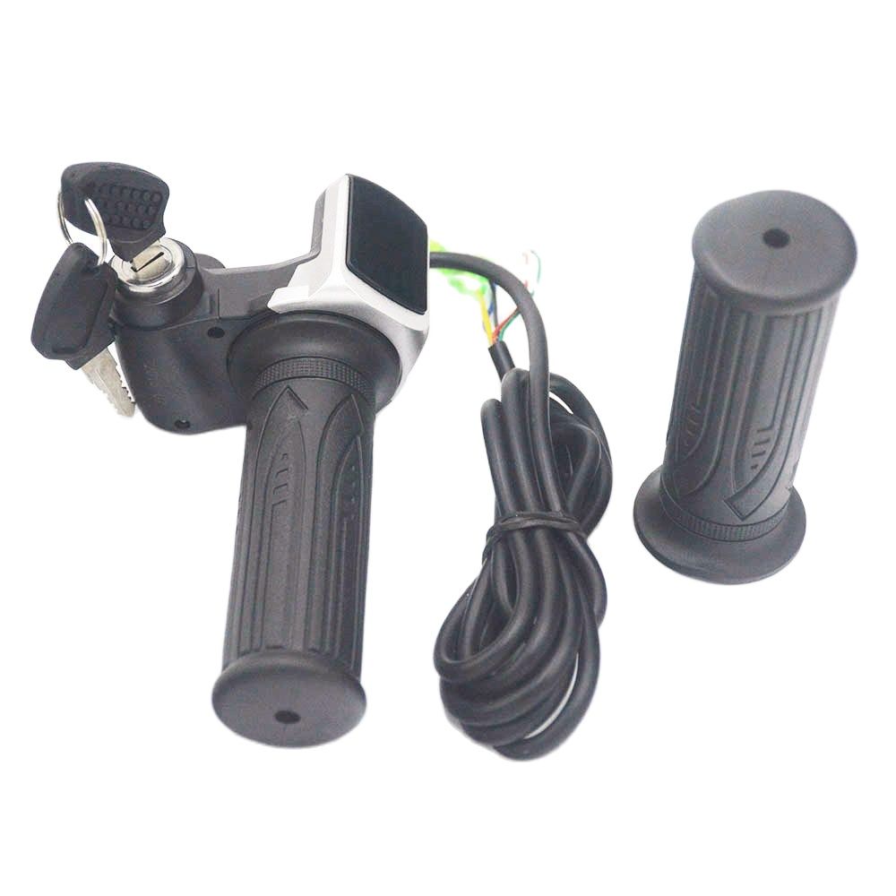 Acelerador de giro para bicicleta eléctrica, acelerador con pantalla LCD de batería y bloqueo de llave para e-bike, 24V, 36V, 48V
