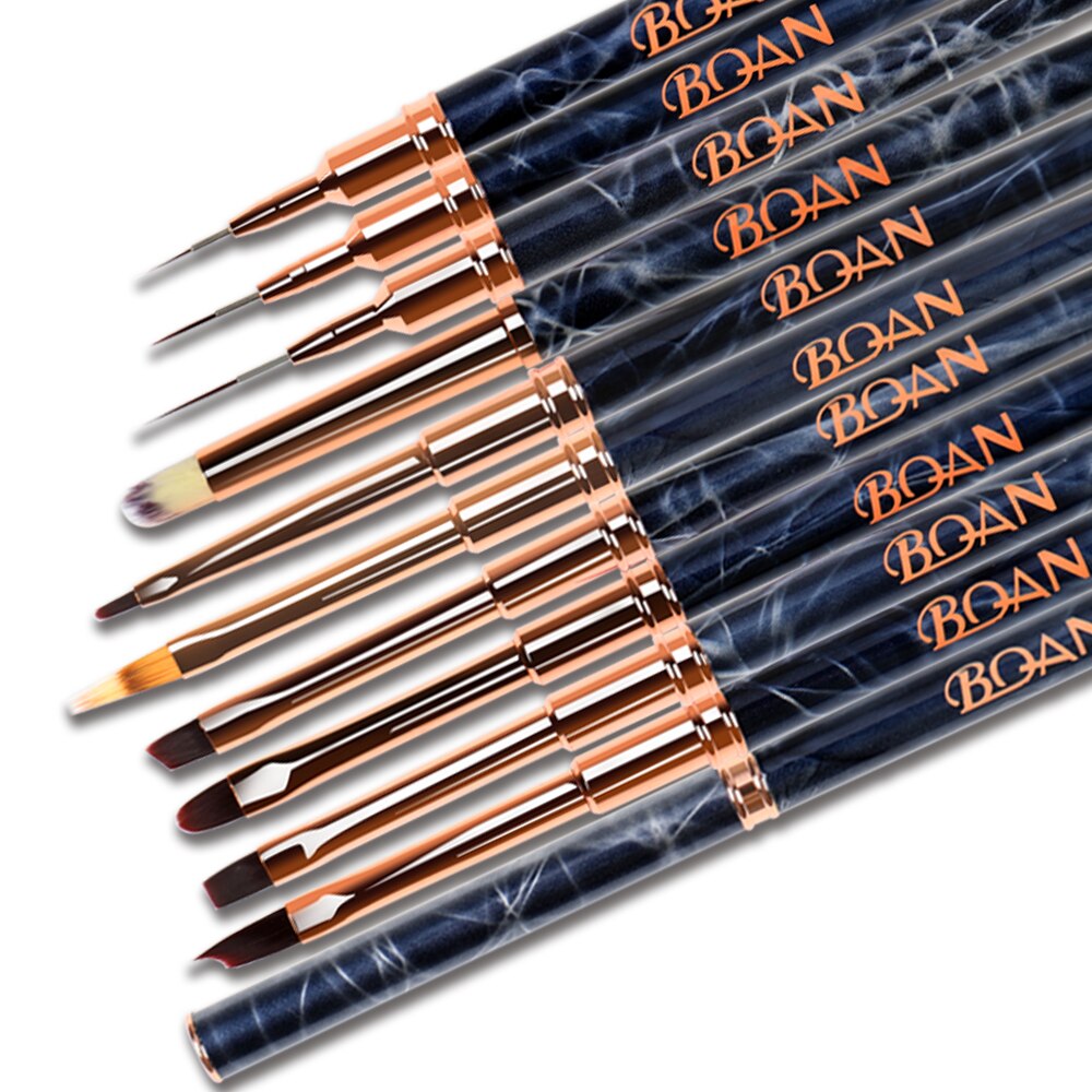 ANGNYA-pincel de mármol negro para uñas, cepillo de Gel UV para manicura, pluma de extensión de Gel acrílico, cepillo de dibujo y esmalte de uñas, 1 ud.