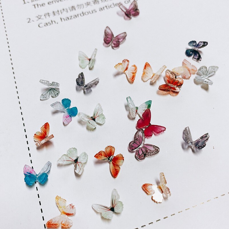 Mix Kleuren 10 Pcs 5Mm ~ 9Mm 3D Nail Art Hars Vlinder Decoratie Vivid Butterfly Diy Nail Art Accessoires nail Art Ornament