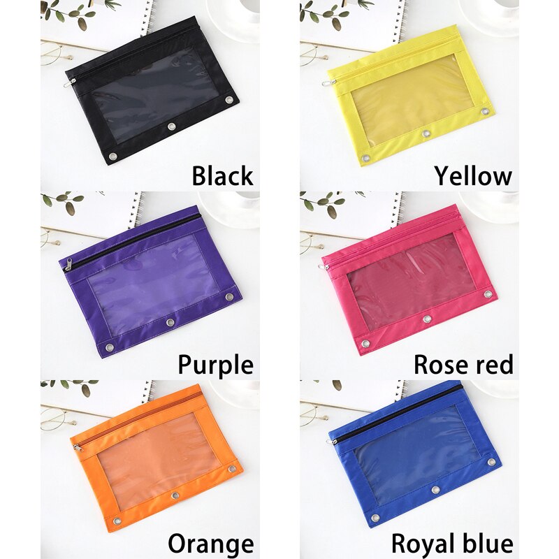 Sac porte-fichiers de documents | Sac de papeterie scolaire et de bureau 1Pc, sac à crayons avec fermeture éclair, pochette avec anneau Rivet, 3 trous
