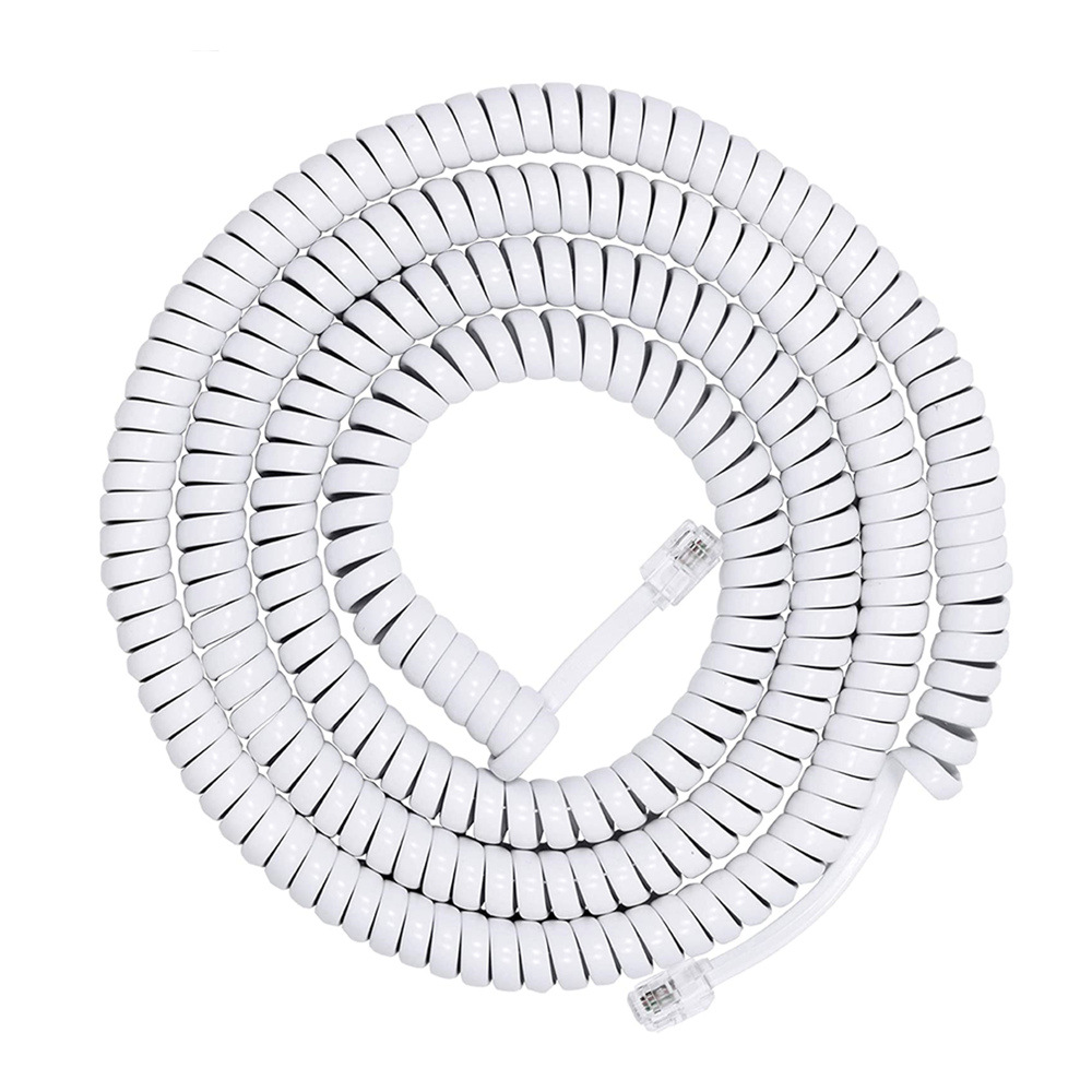 Rj9 4 p 4c telefontillbehör telefonsladd fast linje utrullad rullad fast telefonlursladd linje  rj11 rj22 kabel 2m/3m: Vit / 3m