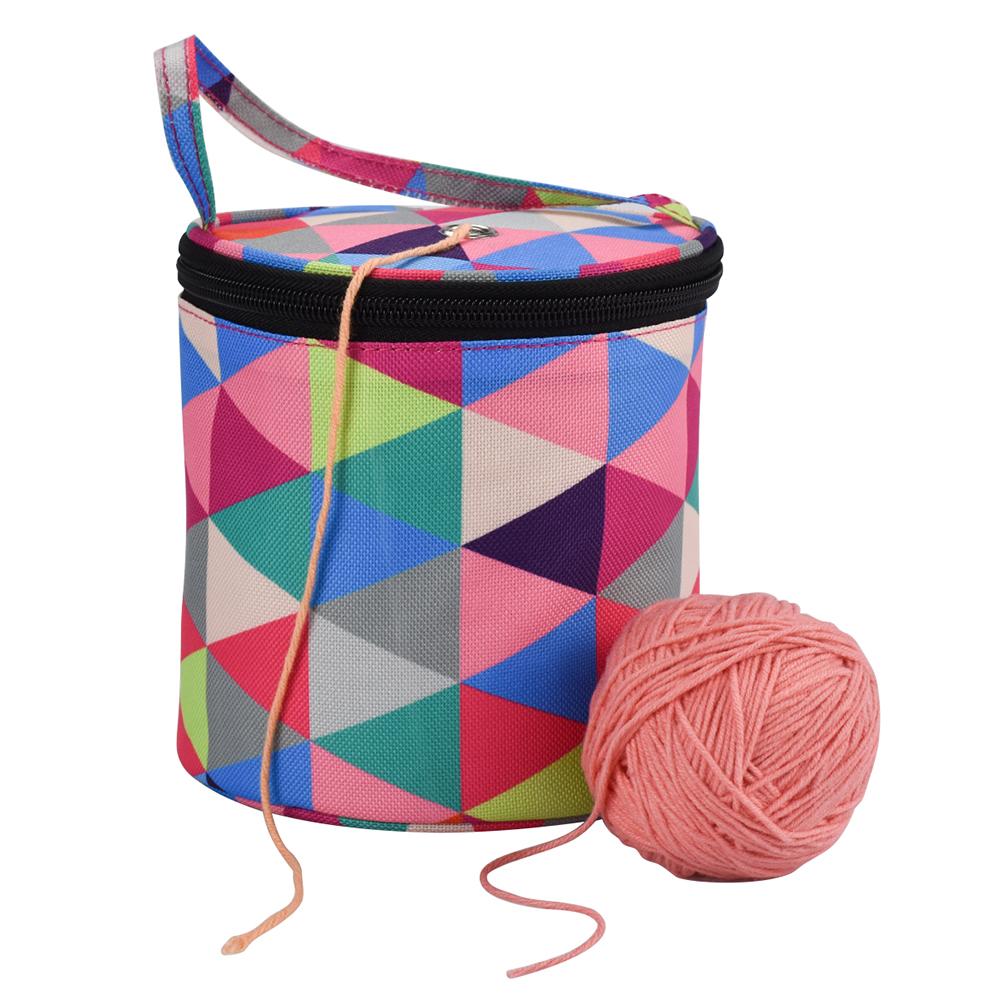 Woolen Yarn Storage Bag Round Knitted Wool Bags Oxford Cloth Leaf Print DIY Knitting Sewing Kit Sewing Tools Accessories