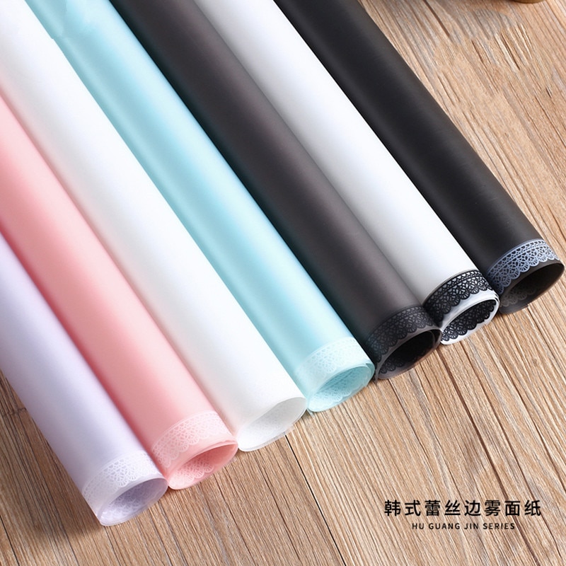 20 Pcs Waterdichte Bloemen Inpakpapier Lace Border Plastic Wrapping Film Bloemist Levert Koreaanse Boeket Bloem Papier