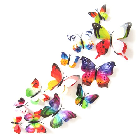12 Uds pegatinas de mariposa 3D para pared manualidades decoración hogareña pegatinas de pared para sala de estar, dormitorio, cocina, baño, decoración para habitación de niños: H