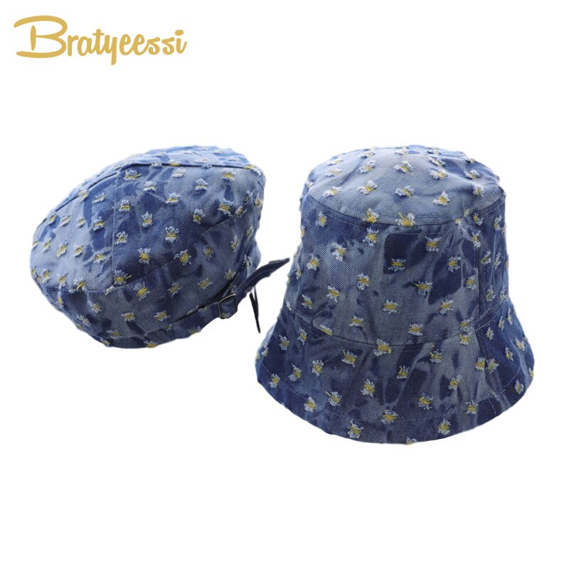 Baby Hat Denim Broken Hole Bucket Hat Kids Cap for Boy Cotton Children Girls Hats