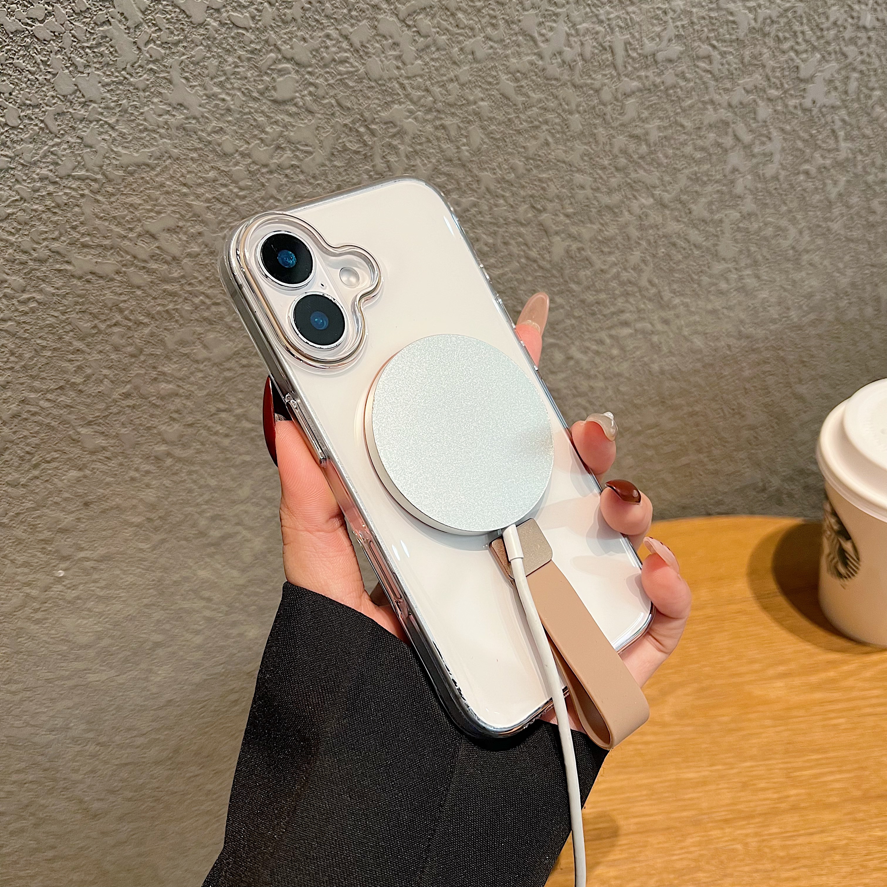 Funda de teléfono móvil transparente magnética para Iphone 16 15 14 13 Pro Max anillo tipo C funda de teléfono magnético para Iphone 16 15 Pro Max