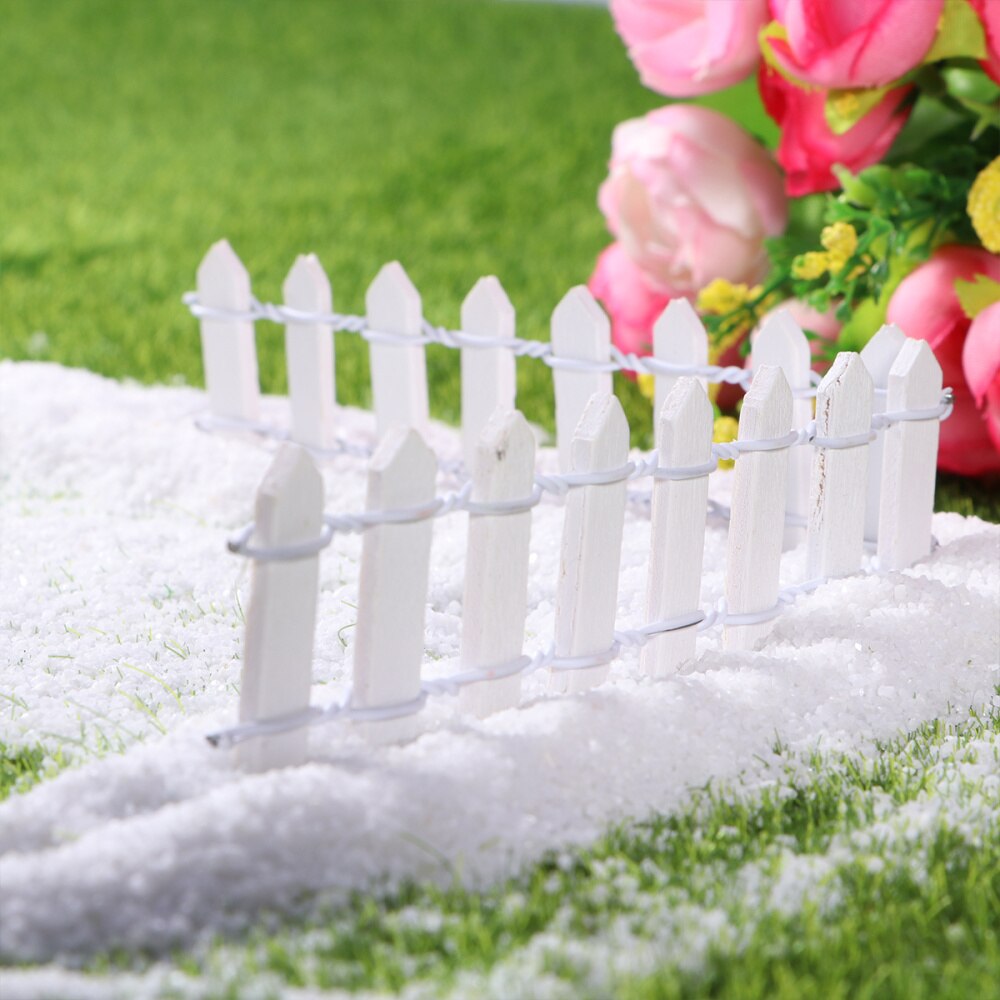 10Pcs Mini Small Wood Fence DIY mini house Fairy Garden Micro Plant Pot Decor Bonsai Terrarium Ornament ): White
