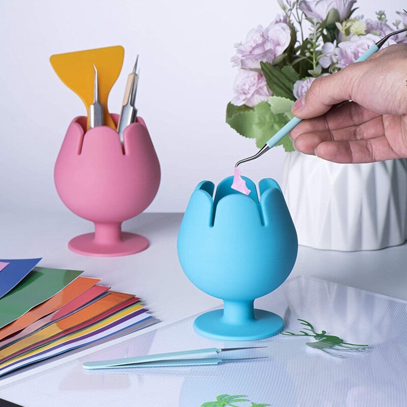 Collecteur de déchets de désherbage en vinyle aspiré, organisateur en forme de tasse à vin pour outils et accessoires de Cricut