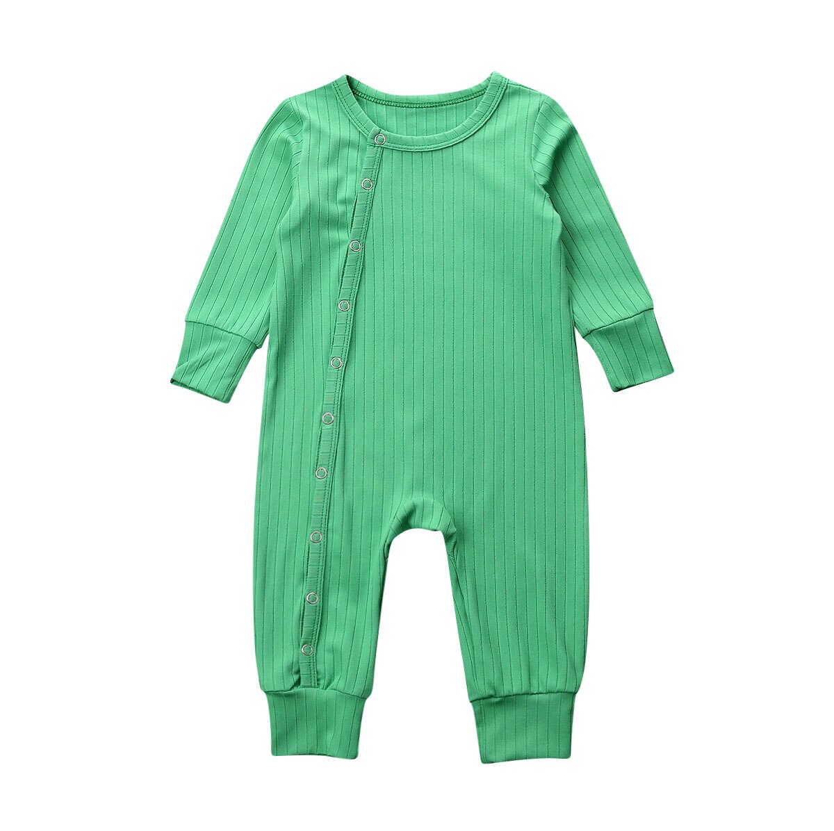 Baby Spring Autumn Clothing Newborn Kid Baby Girl Boy Clothes Long Sleeve Romper Jumpsuit Ribbed Solid Outfit Playsuits: Green / 6M