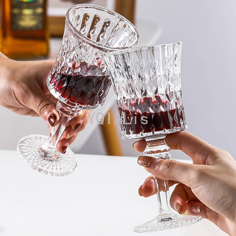Exquisito cáliz tallado clásico con borde de encaje, copa de vino tinto, whisky, Brandy, copa de champán, Bar en casa, bebida fría, tienda, 200-250Ml