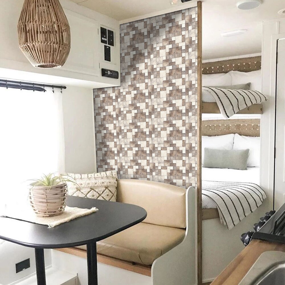 Funlife[r] 10*10cm*18 st mosaik dekorativ vattentät väggdekal för husbil badrum makeover kök hem kakel inredning: Sömmar kakel / 10 x 10 cm x 18 st 0.18 m 2