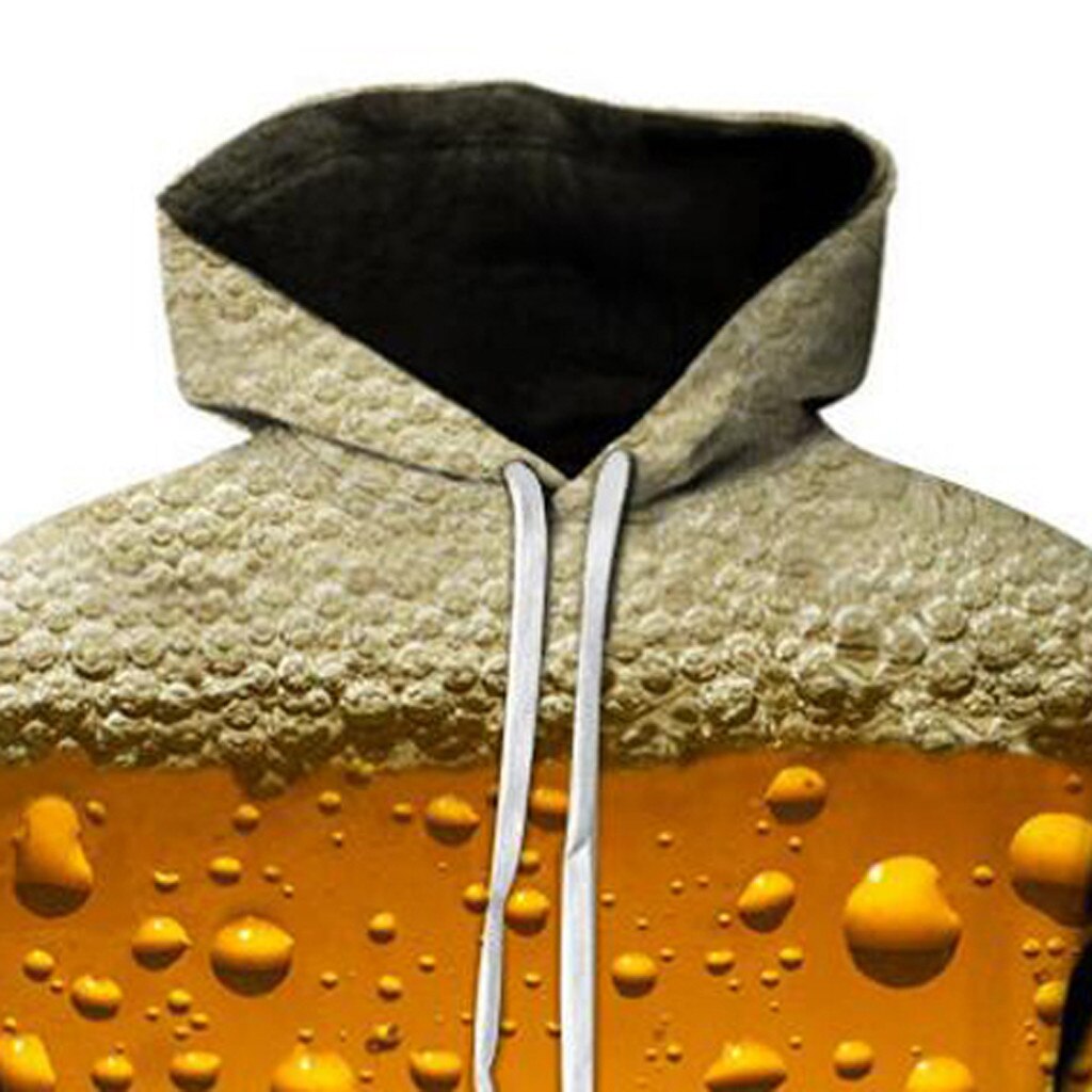 CHAMSGEND mannen Mode Bier 3D Print Lange Mouwen Hoodie Trui Losse Toevallige Sweater Training Warm Sport Jas plus Size