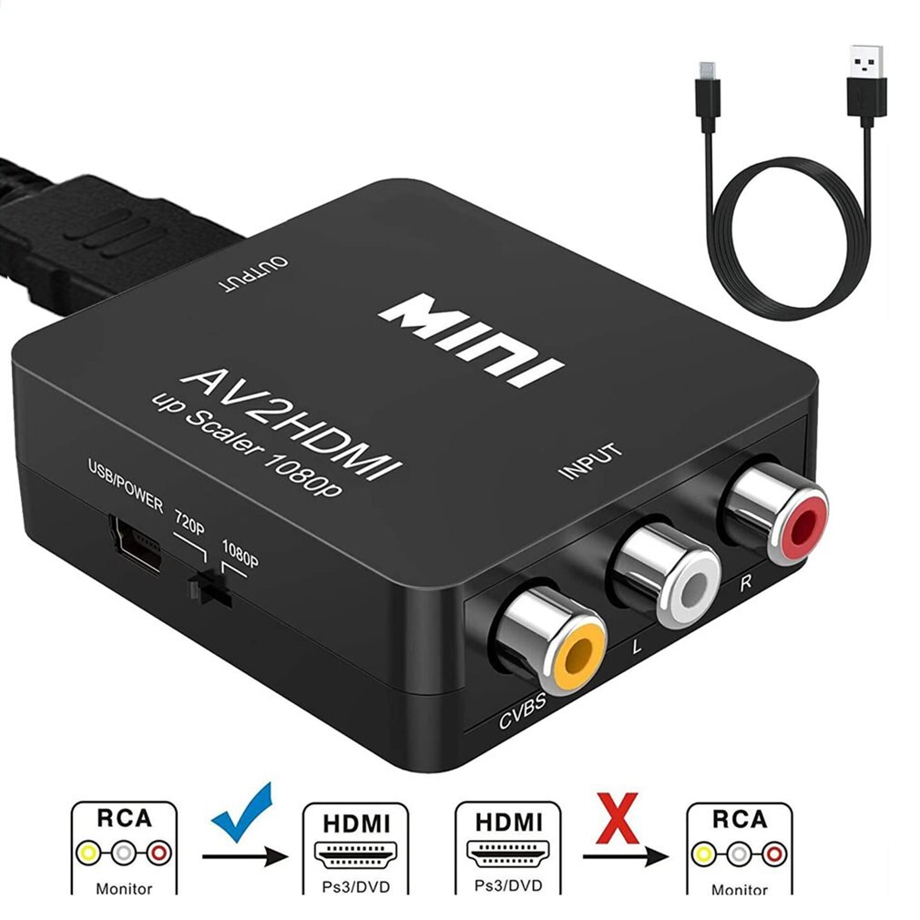 1 Set Composite Av Cvbs 3Rca Rca Naar Hdmi Video Kabel Converter 1080P Upscaling Hdmi Video Kabel Converter