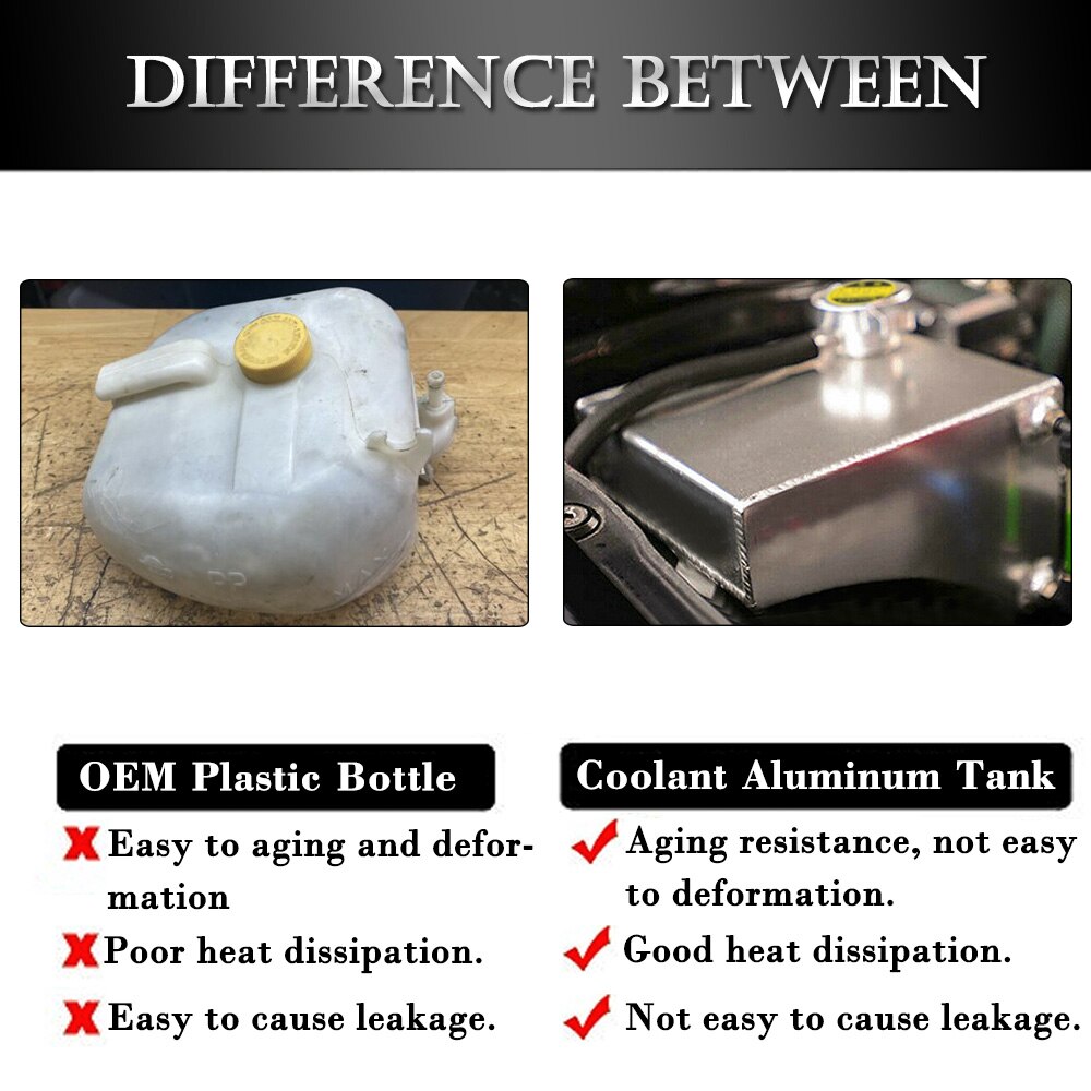 Racing Aluminum Coolant Overflow Tank Reservoir Can With Cap For 89-94 Nissan 240SX S13